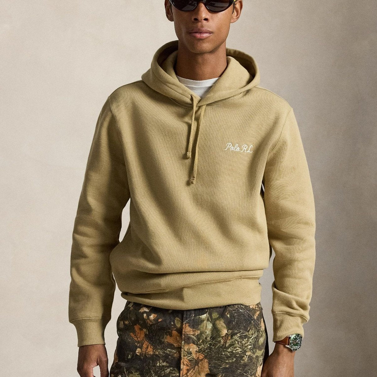 RALPH LAUREN POLO BEAR HOODIE RL KHAKI