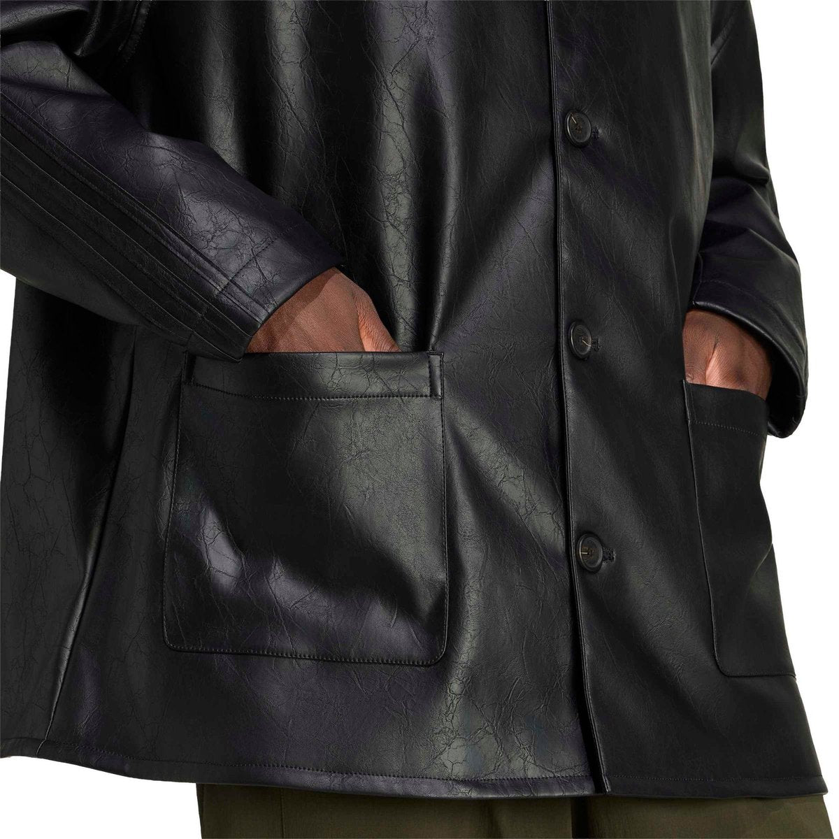 adidas originals PLEATHER COAT ブラック