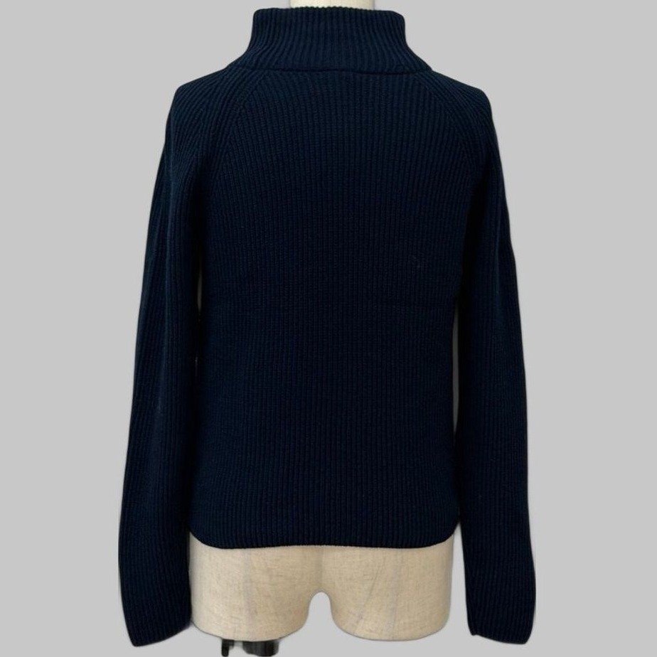 COOME KNIT ZIP UP TOP NAVY