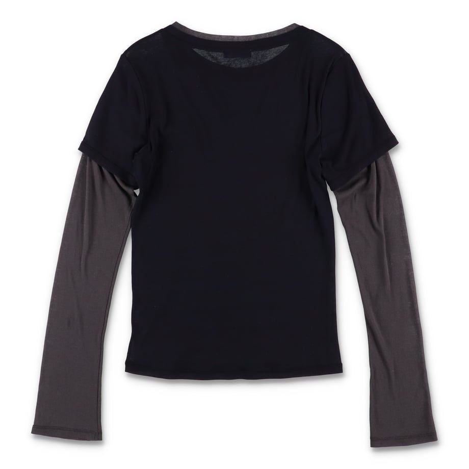 COMME SHEER LAYERED TOP DARK NAVY