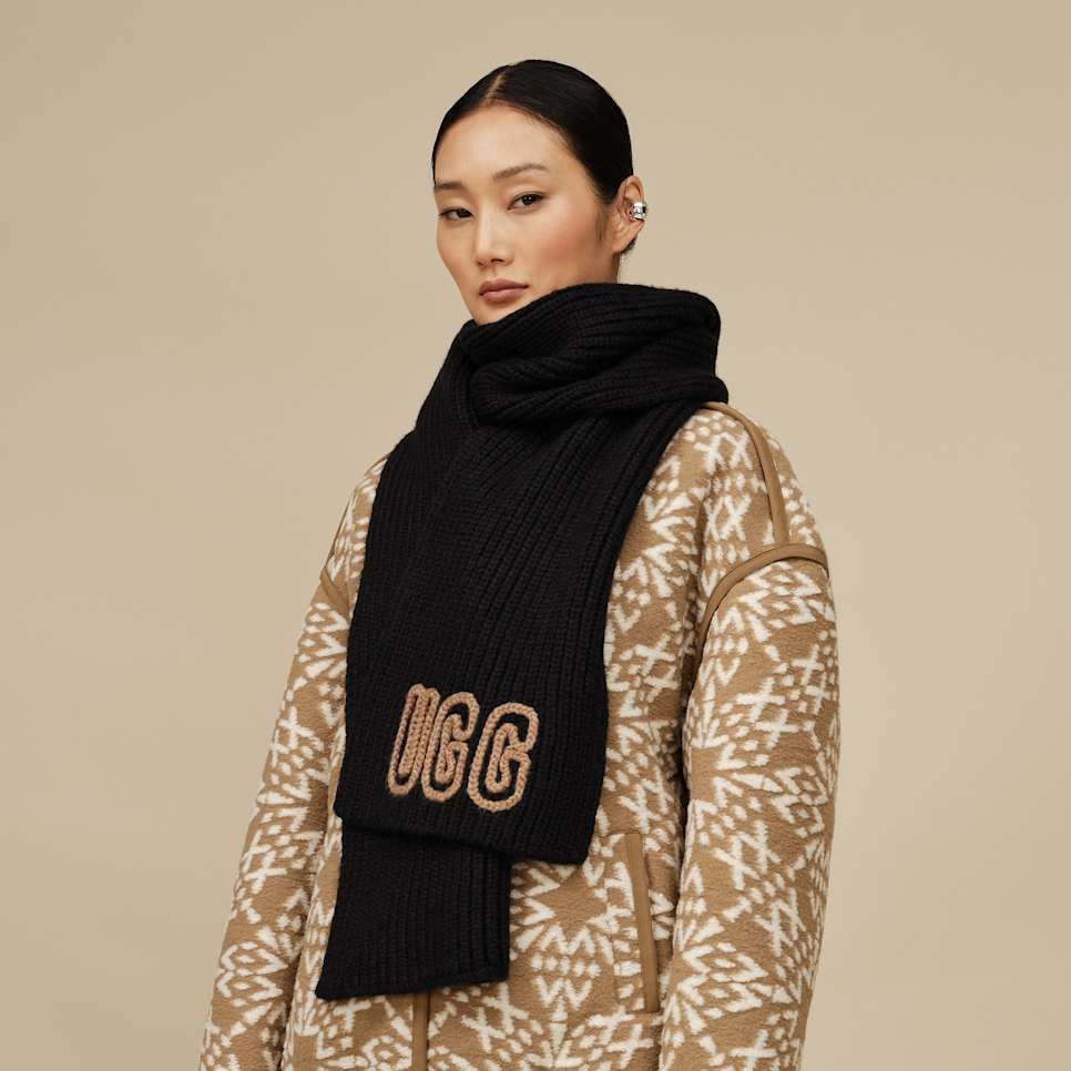 UGG U CHUNKY CRAFTED RIB SCARF BLK