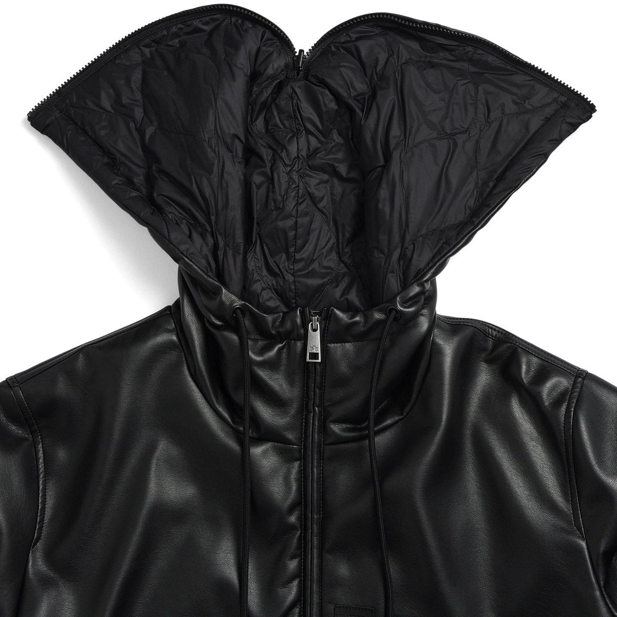 TAION REVERSIBLE N2B FAUX LEATHER DOWN JACKET BK×BK