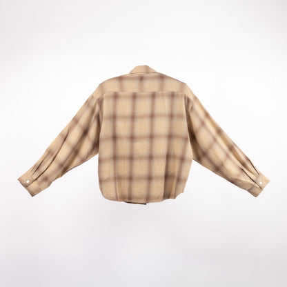 JL264S02_チェックフェードシャツ HULLE exclusive ウォッシュオリーブ