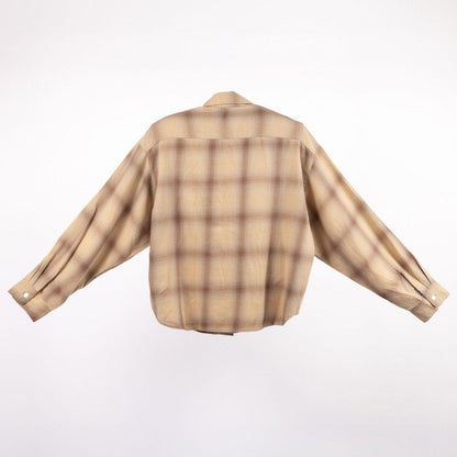 JL264S02_チェックフェードシャツ HULLE exclusive ウォッシュオリーブ