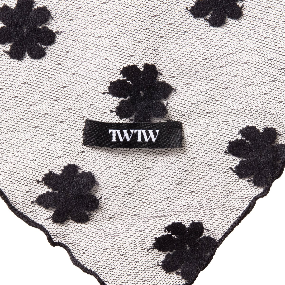 TW Tulle Flower Babushka BLACK