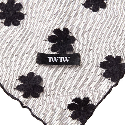 TW Tulle Flower Babushka BLACK