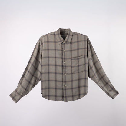 JL264S02_チェックフェードシャツ HULLE exclusive ウォッシュブルー