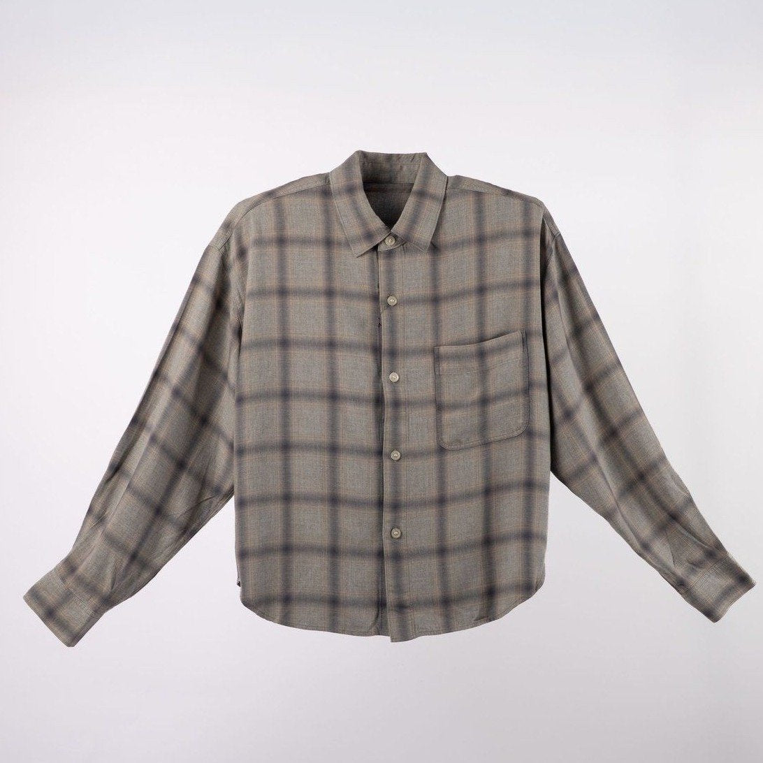 JL264S02_チェックフェードシャツ HULLE exclusive ウォッシュブルー