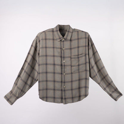 JL264S02_チェックフェードシャツ HULLE exclusive ウォッシュブルー