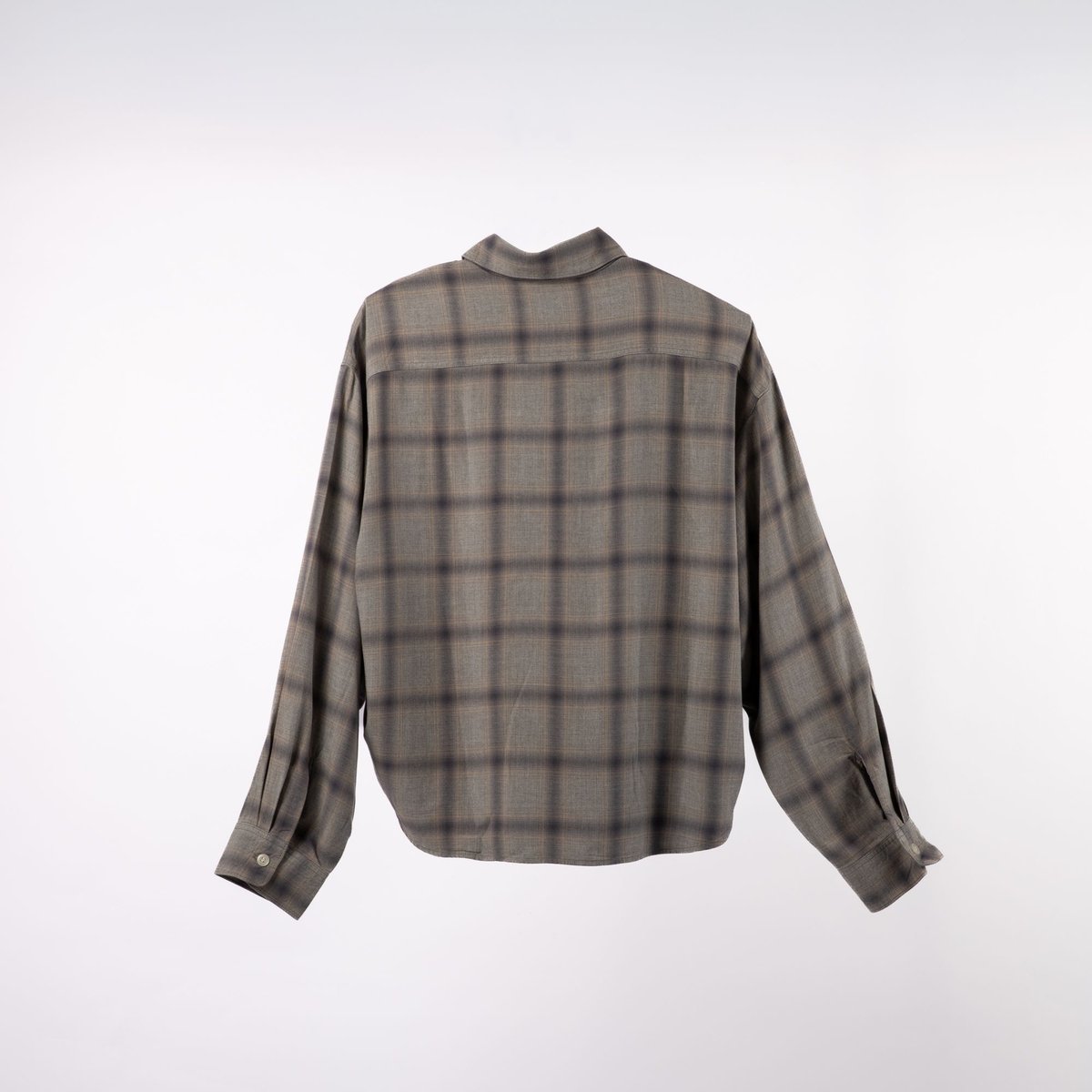 JL264S02_チェックフェードシャツ HULLE exclusive ウォッシュブルー