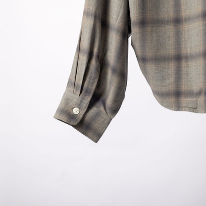 JL264S02_チェックフェードシャツ HULLE exclusive ウォッシュブルー