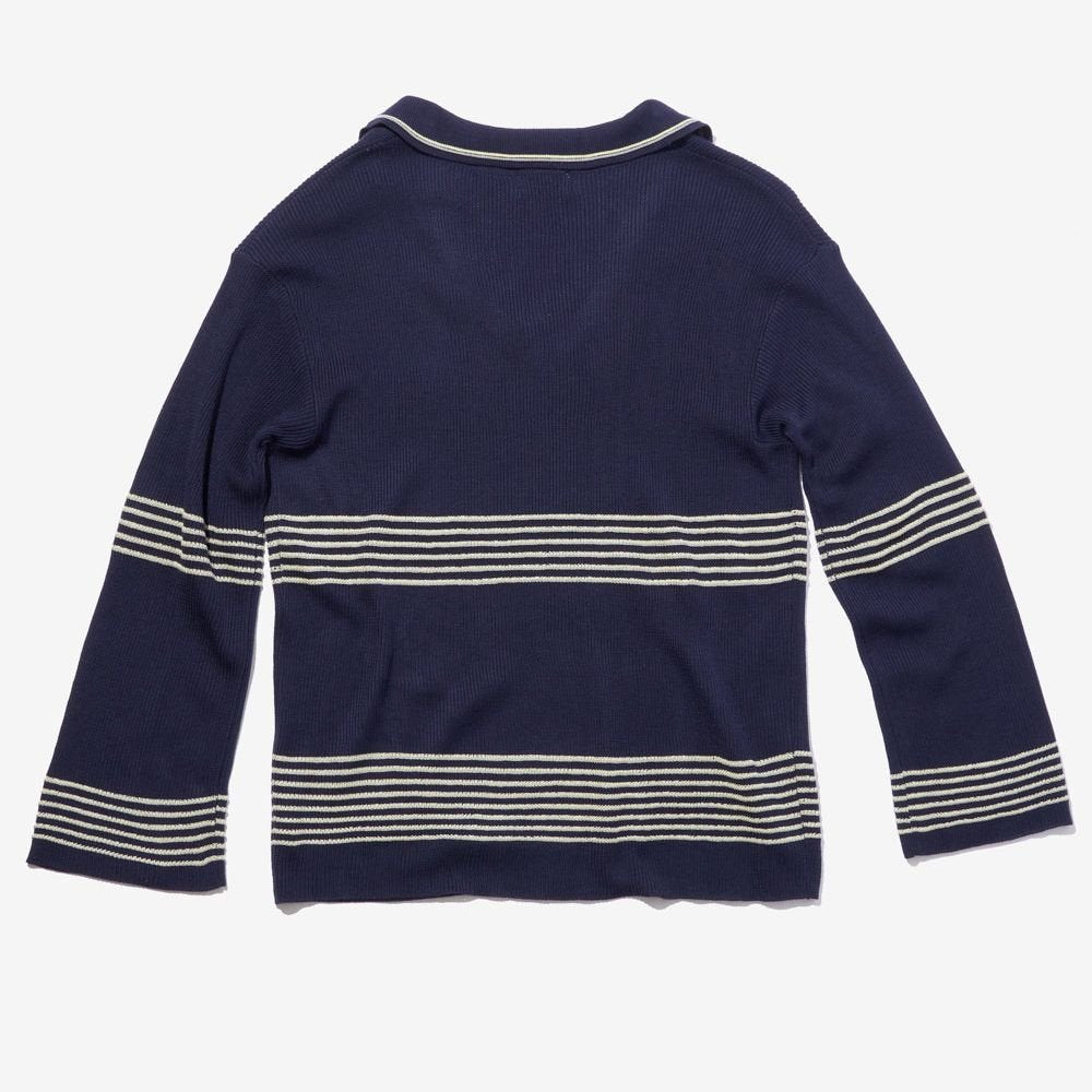 PARROTCANVAS Skipper Collar Border Knit NAVY