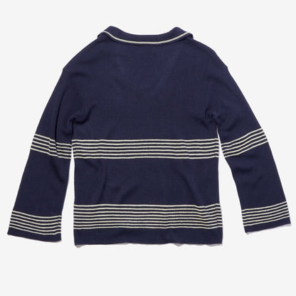 PARROTCANVAS Skipper Collar Border Knit NAVY