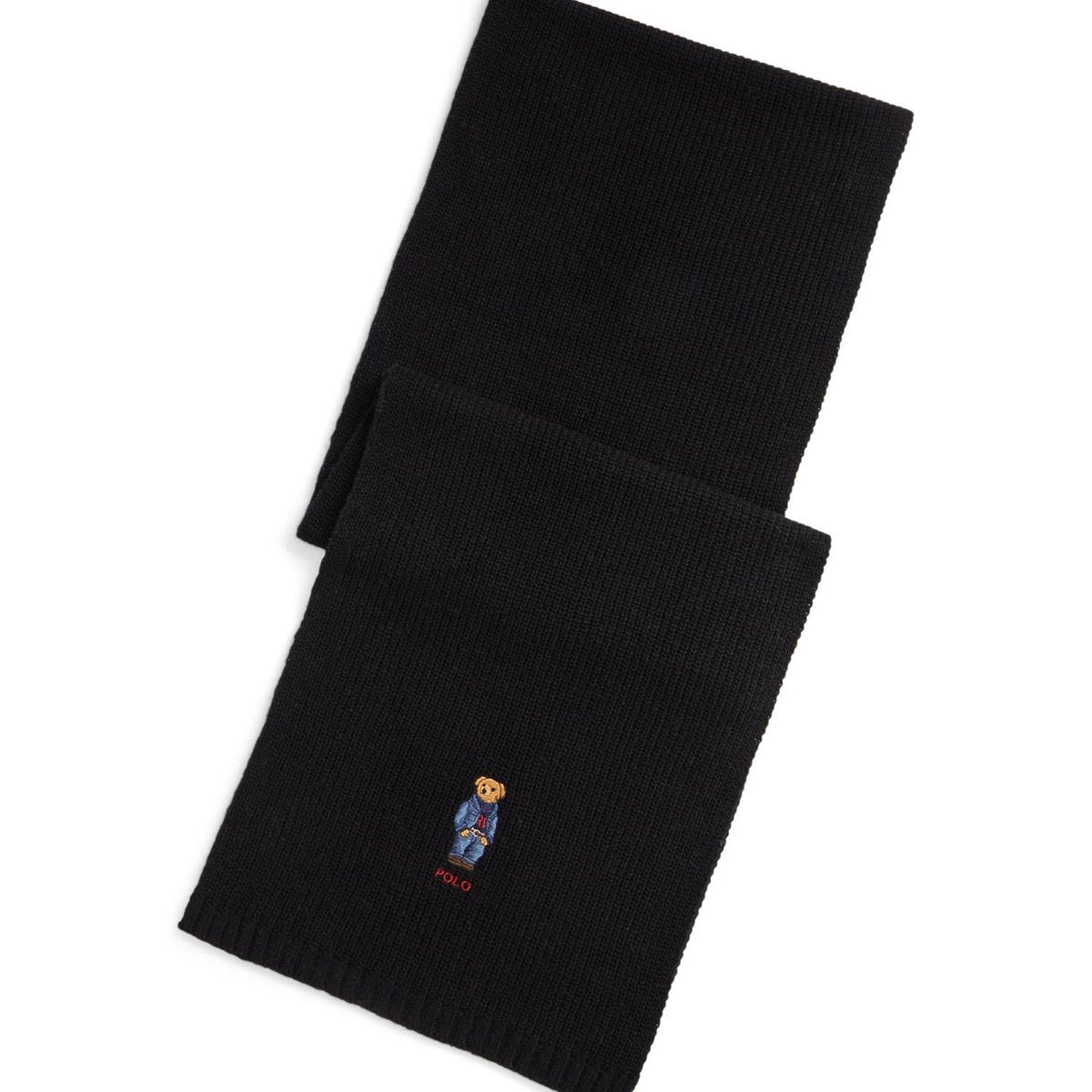 RALPH LAUREN SOLID DENIM BEAR SCARF POLO BLACK