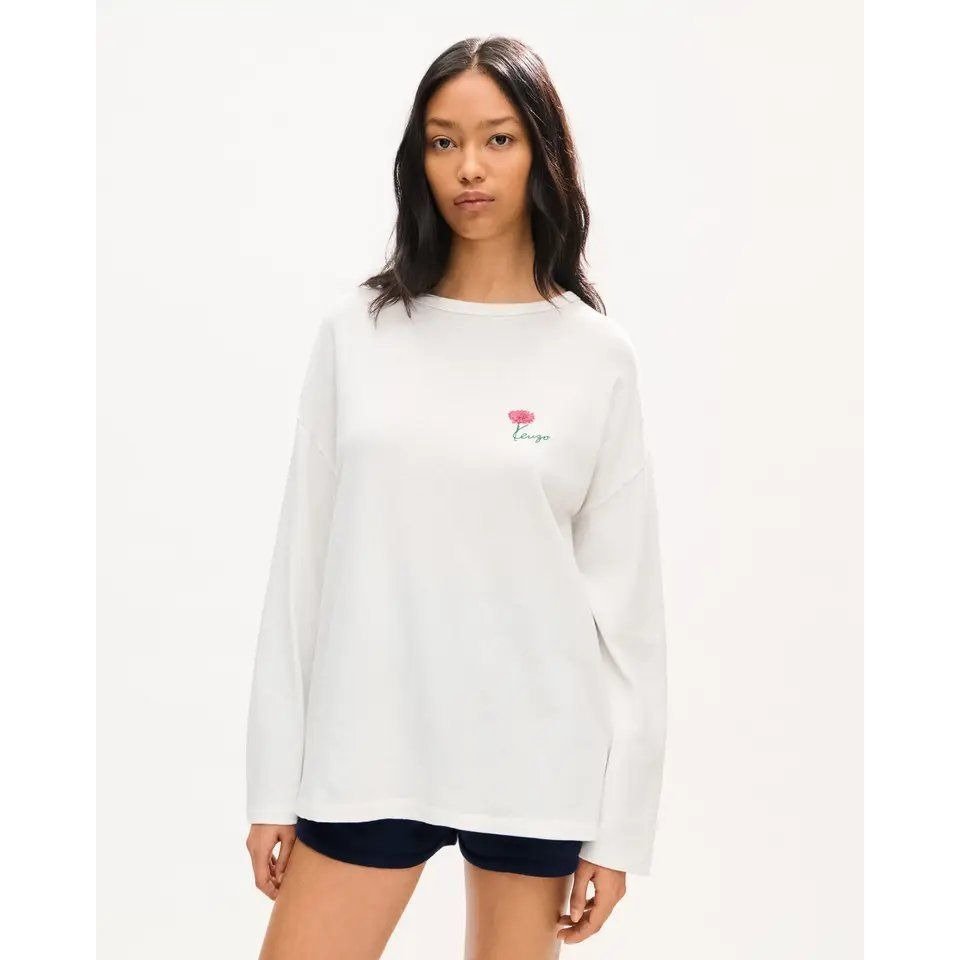 KENZO LADYS GOTS TULIP LOOSE L/S T-SHIRT Off White