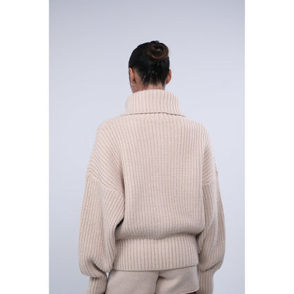 ITZON RIBBED KNIT ZIP-UP BEIGE