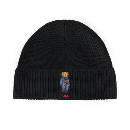 RALPH LAUREN SOLIDDENIMBEARBEANIE POLO BLACK