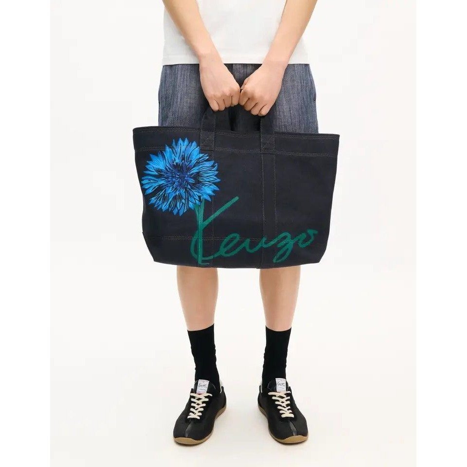 KENZO TULIP LARGE TOTE BAG Navy Blue