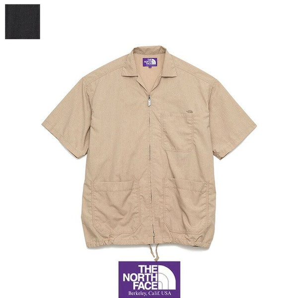 ジップアップシャツ Polyester Linen Field H/S Zip Shirt NT3321N_THE NORTH FACE Purple Label