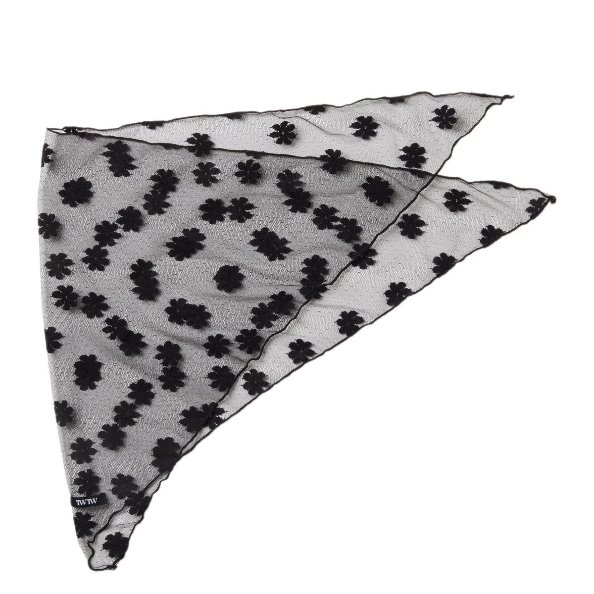 TW Tulle Flower Babushka BLACK