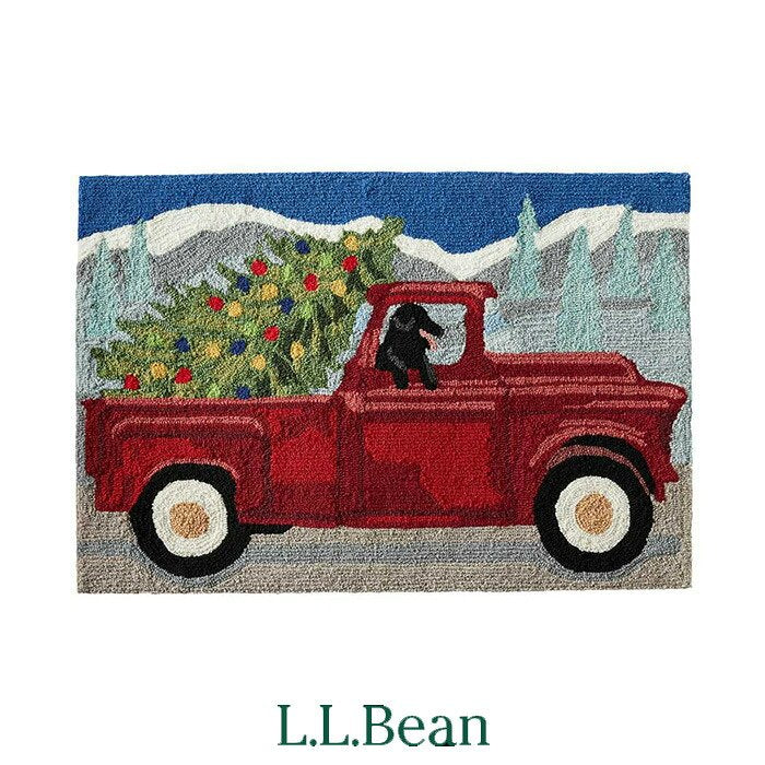 L.L.BEAN インドア・アウトドア・バケーションランド・ラグ、レッド・トラック 512115