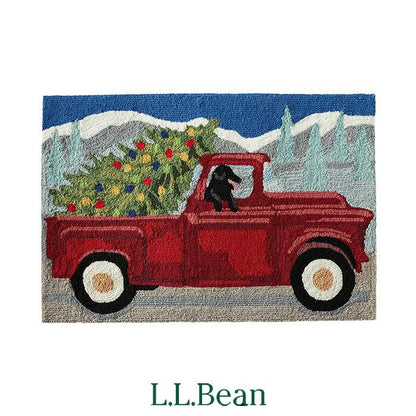 L.L.BEAN インドア・アウトドア・バケーションランド・ラグ、レッド・トラック 512115