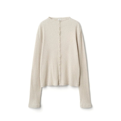 ORCIVAL VRI_MOCK NECK CARDIGAN TOP OATMEL