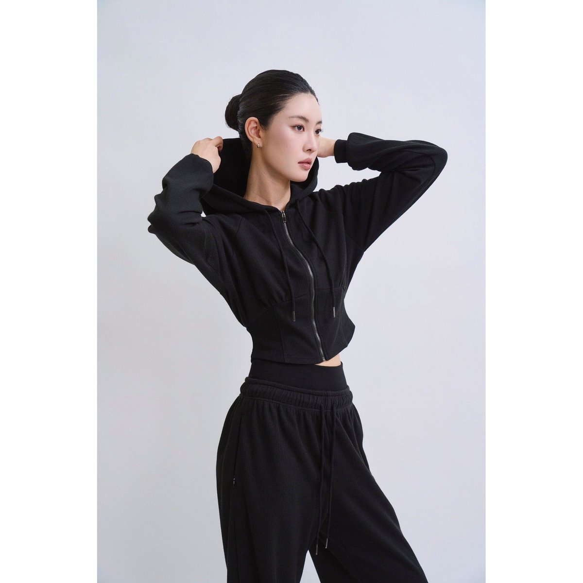 DANP Knit Warm Line Fit Hoodie BLACK