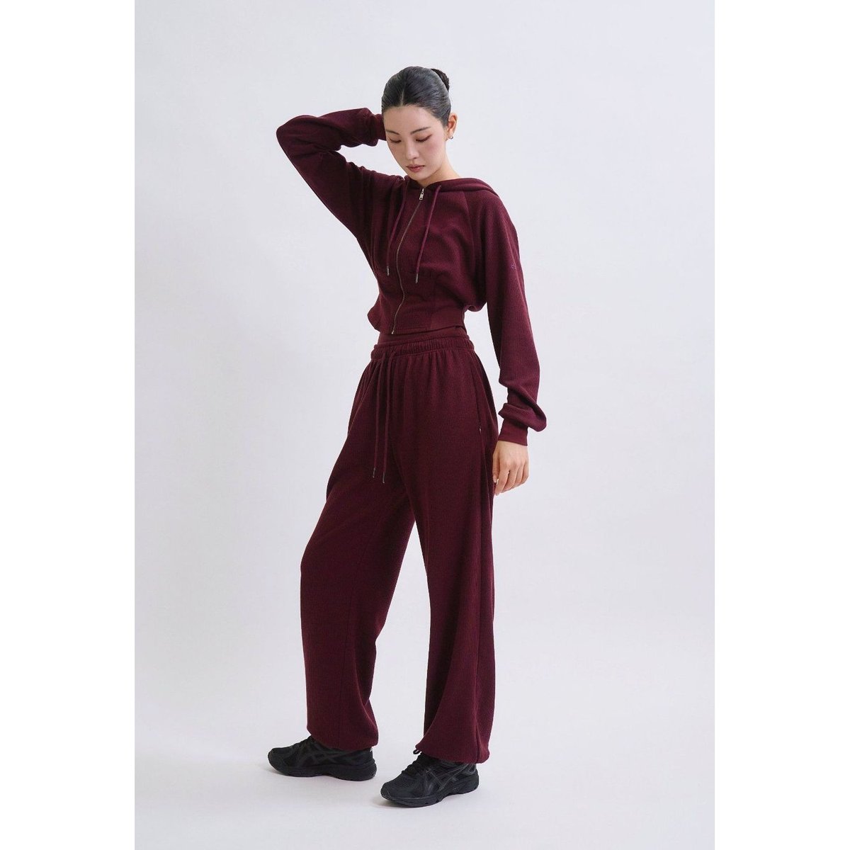 DANP Knit Warm Line Fit Hoodie BURGUNDY