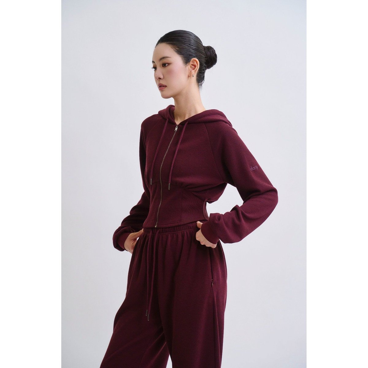 DANP Knit Warm Line Fit Hoodie BURGUNDY