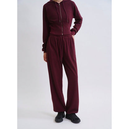 DANP KnitWarmLayeredJoggerPant BURGUNDY