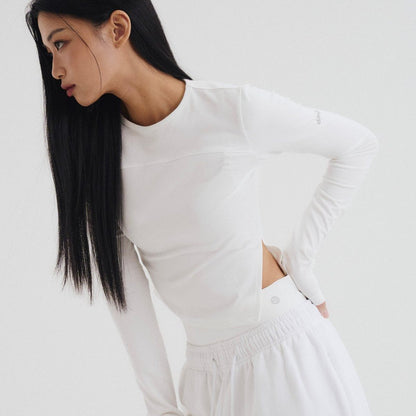 DANP Slit Line Long Sleeve WHITE