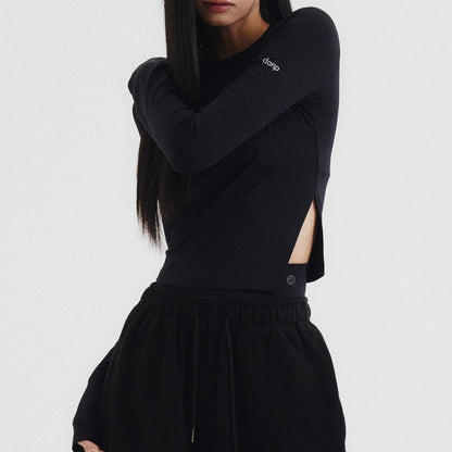 DANP Slit Line Long Sleeve BLACK
