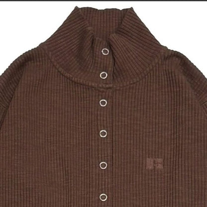 RUSSELL ATHLETIC Wmns Slub Rib 2Way Cardigan Brown