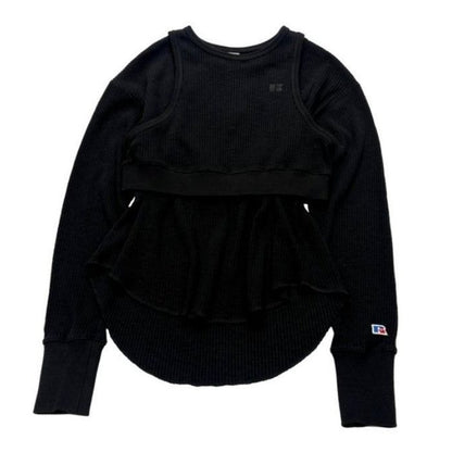 RUSSELL ATHLETIC Wmns Slub Rib Tank & LS T Set Charcoal