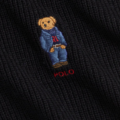 RALPH LAUREN SOLID DENIM BEAR SCARF POLO BLACK