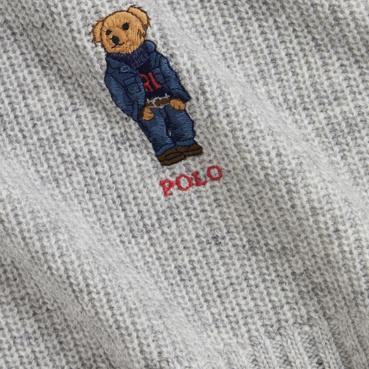 RALPH LAUREN SOLID DENIM BEAR SCARF ANDOVER HTHR
