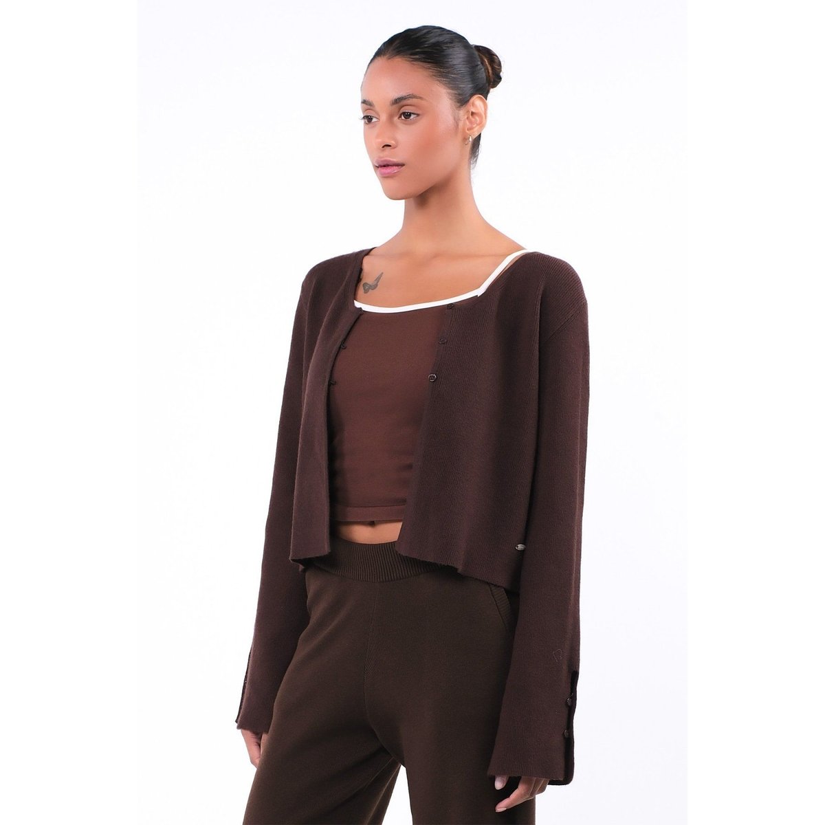 ITZON STRAP CARDIGAN BROWN