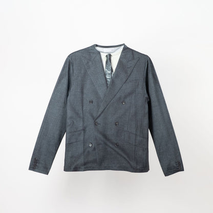 TOLQ Printed Mock Neck T-shirts(L/S) Charcoal