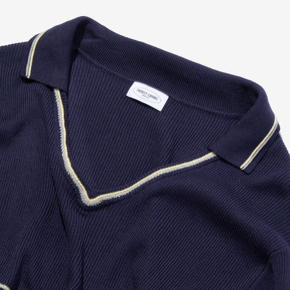 PARROTCANVAS Skipper Collar Border Knit NAVY