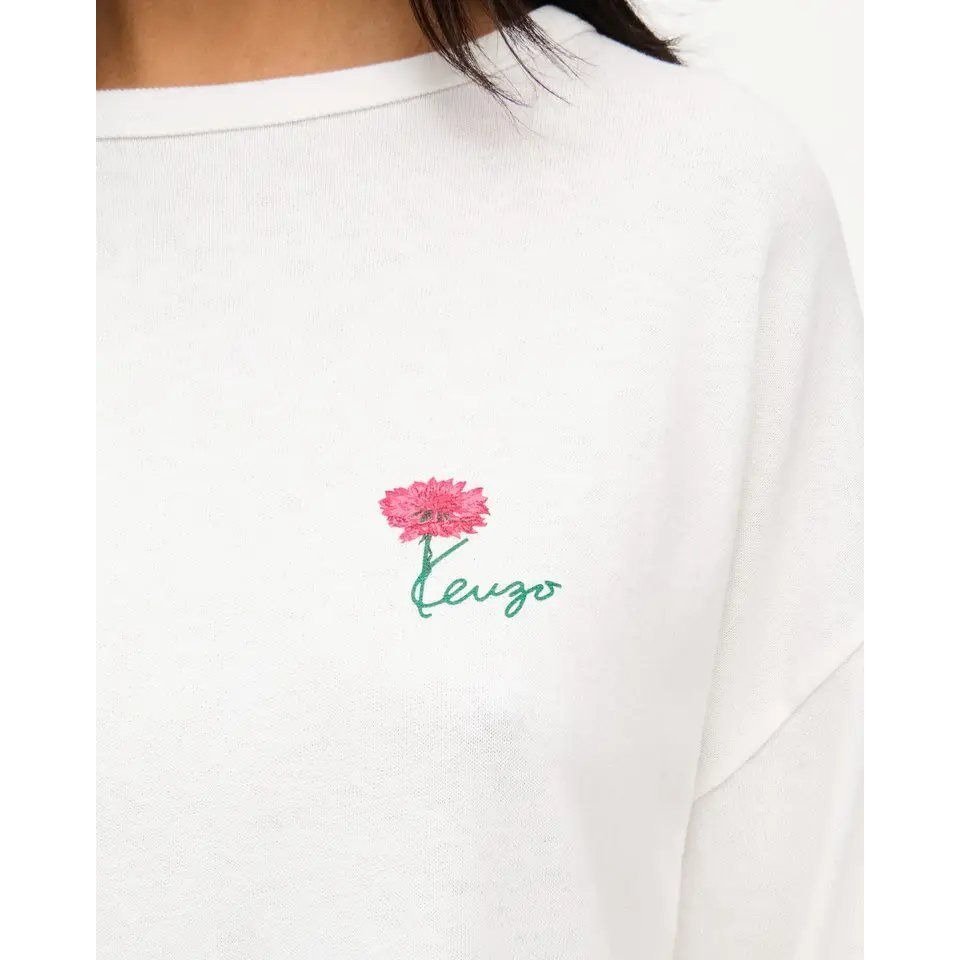 KENZO LADYS GOTS TULIP LOOSE L/S T-SHIRT Off White