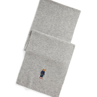 RALPH LAUREN SOLID DENIM BEAR SCARF ANDOVER HTHR