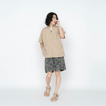ジップアップシャツ Polyester Linen Field H/S Zip Shirt NT3321N_THE NORTH FACE Purple Label BEIGE