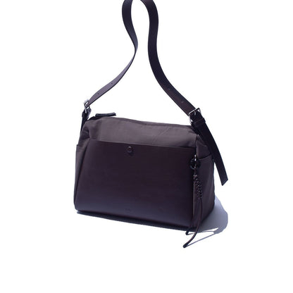 F/CE. TECH LEATHER SHOULDER DUFFLE BAG Brown