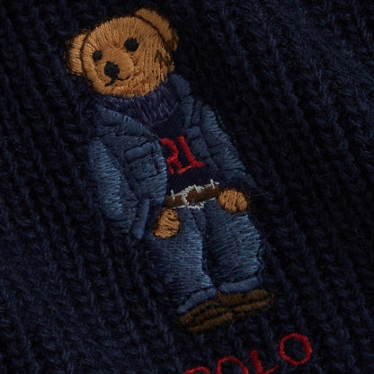 RALPH LAUREN SOLID DENIM BEAR SCARF HUNTER NAVY