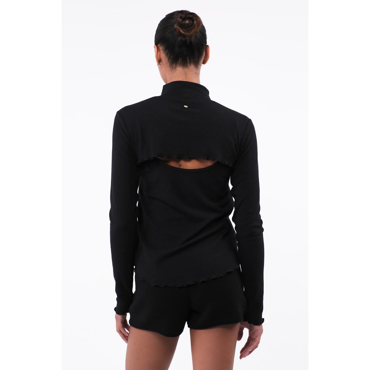 ITZON TURTLE NECK KNIT BOLERO BLACK