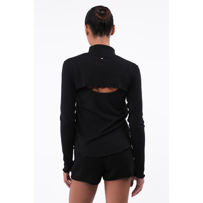 ITZON TURTLE NECK KNIT BOLERO BLACK