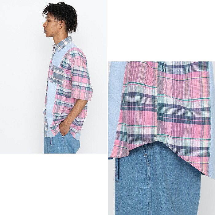 THE NORTH FACE Purple Label パッチワークハーフスリーブシャツ NT3209N