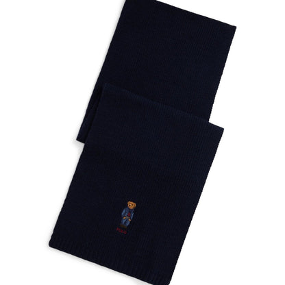 RALPH LAUREN SOLID DENIM BEAR SCARF HUNTER NAVY