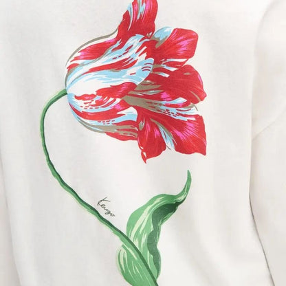 KENZO LADYS GOTS TULIP LOOSE L/S T-SHIRT Off White